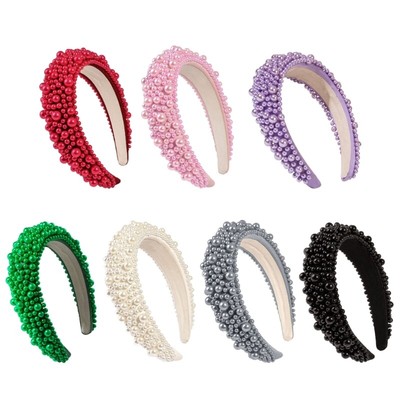 Sweet Hair Hoop Hairbands Beaded Pearls Headbands Hair Accessory for Women Girls