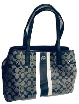 STRIPED COACH SIGNATURE SHOULDER SATCHEL CARRYALL TOTE BAG