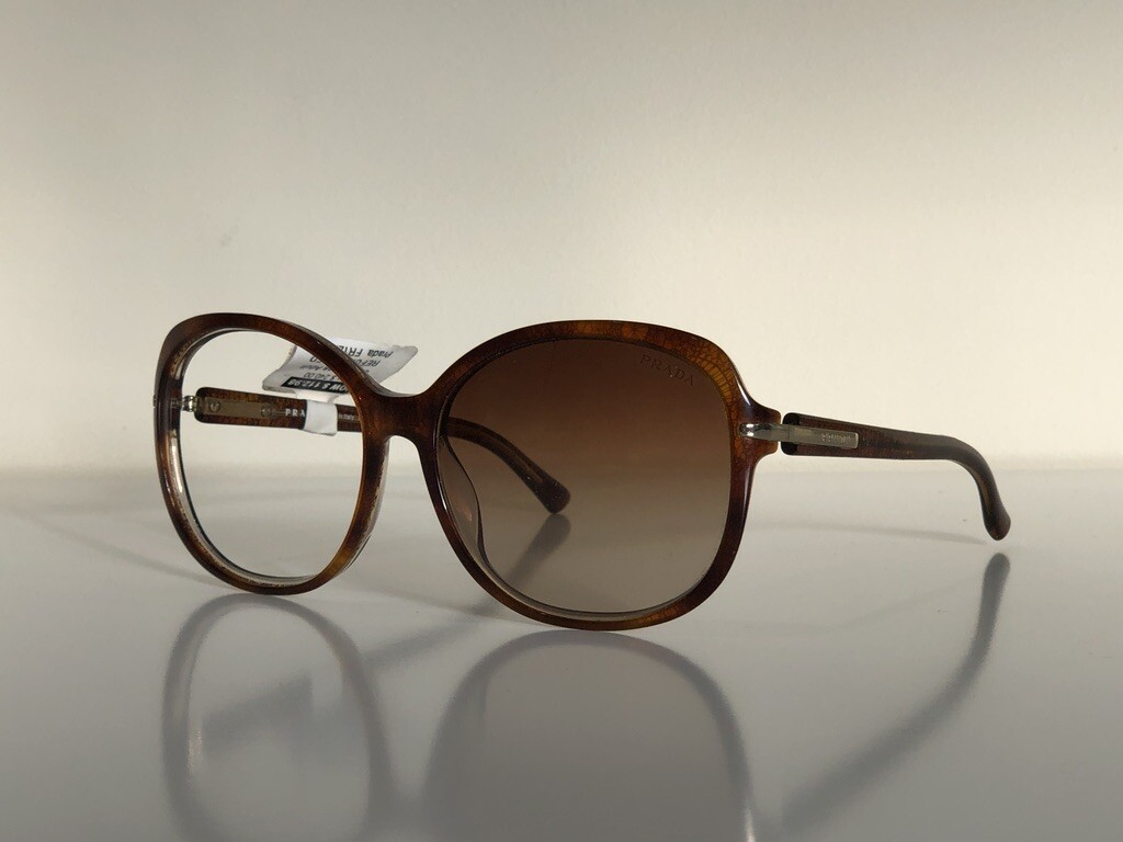 Prada SPR 04N BF4-6S1 Oval Havana Brown Gradient Sunglasses Frame