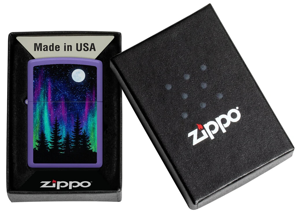 Zippo 48565, Nature's Northern Lights Design, Purple Matte Lighter