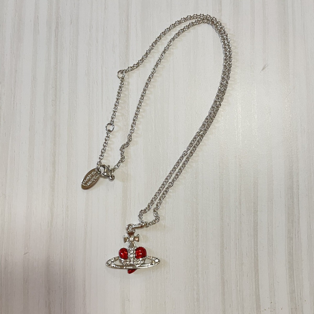 【Vivienne Westwood】Florentina ハート Orb オーブ ペンダント Vivienne Westwood DIAMANTE Heart Orb Necklace Red/Silver