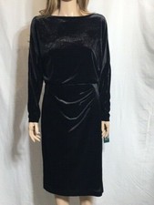 Women's NWT Lauren Ralph Lauren Velvet Slit-Sleeve Black Dress