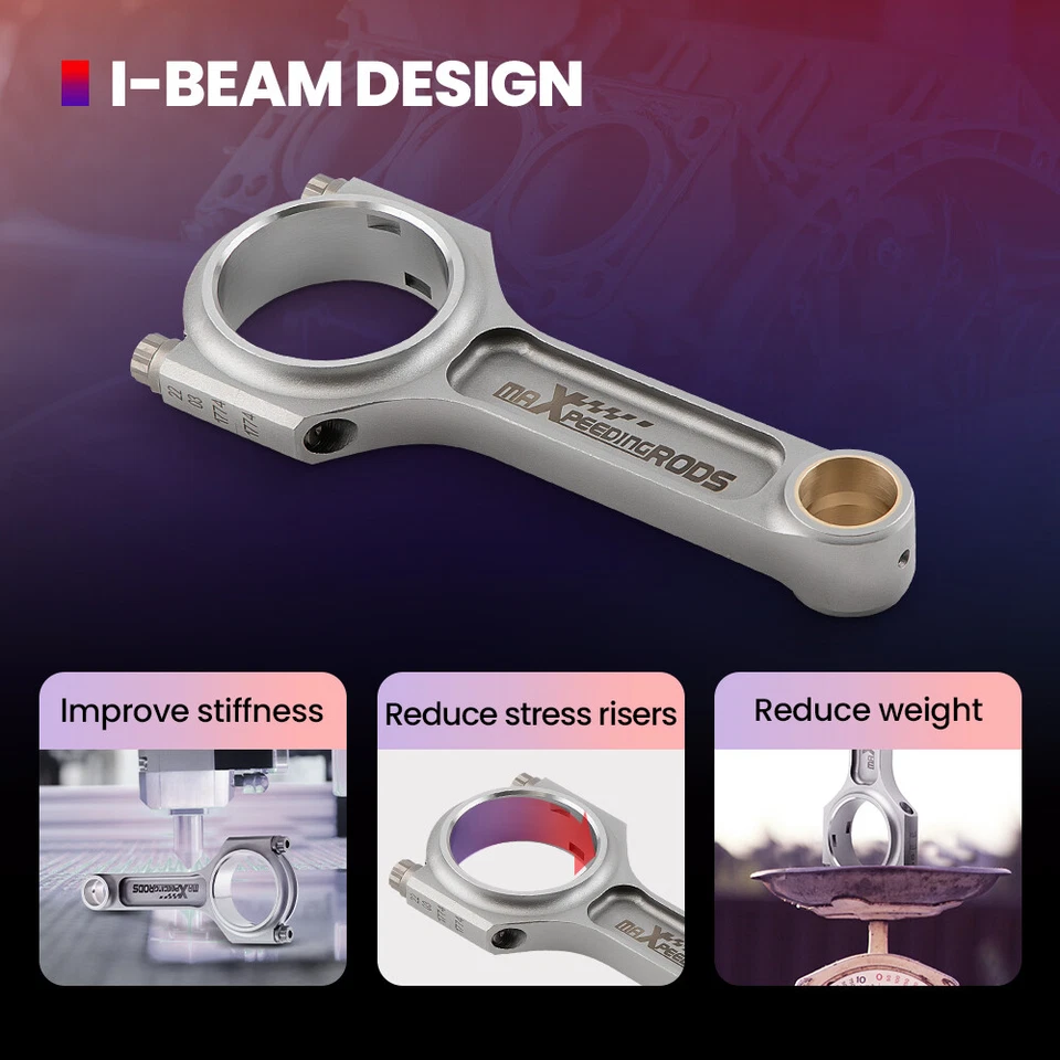 I-Beam Connecting Rods for Honda Civic CRX D16 D16A D16Y7 D16Y8 D16Z6 ARP Bolts - Image 3 of 4