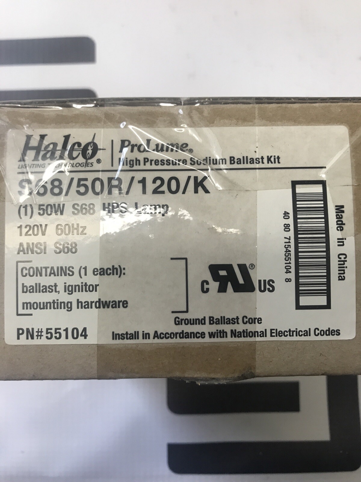 Halco High Pressure Sodium Ballast Kit 120V S68/50R/120/K S68 HPS Lamp