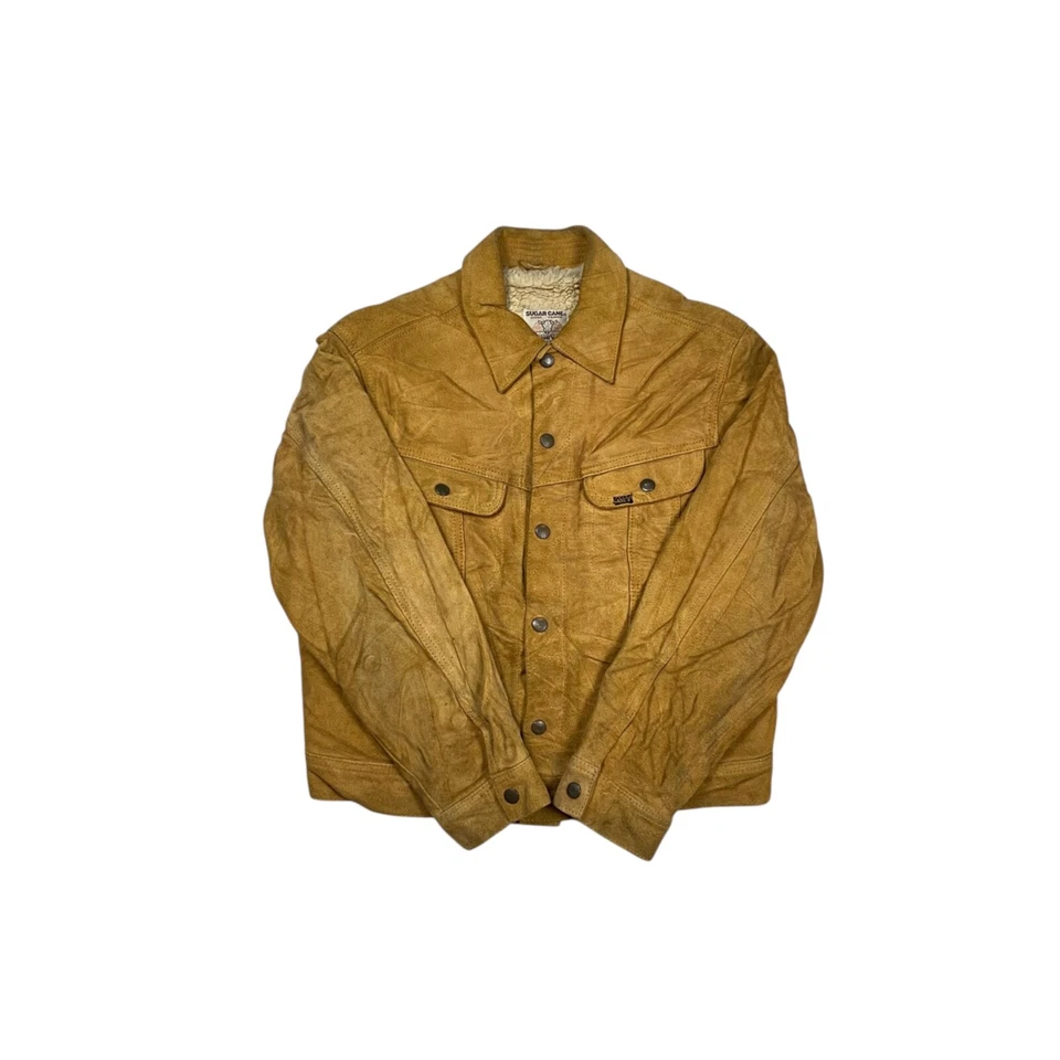 Chaqueta de camionero vintage de cuero de oveja de caña de azúcar Foto 4 de 4