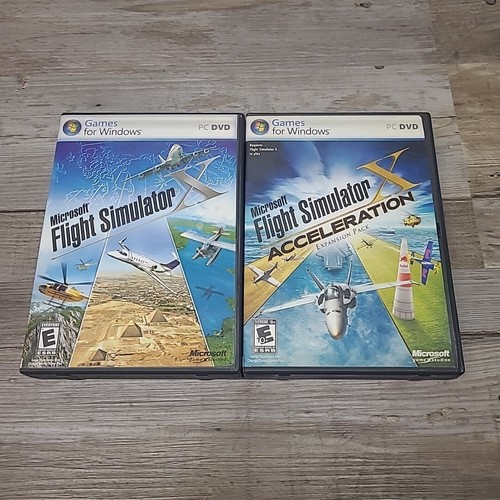 Microsoft Flight Simulator X & X Acceleration (PC, 2006 2007) Set Complete