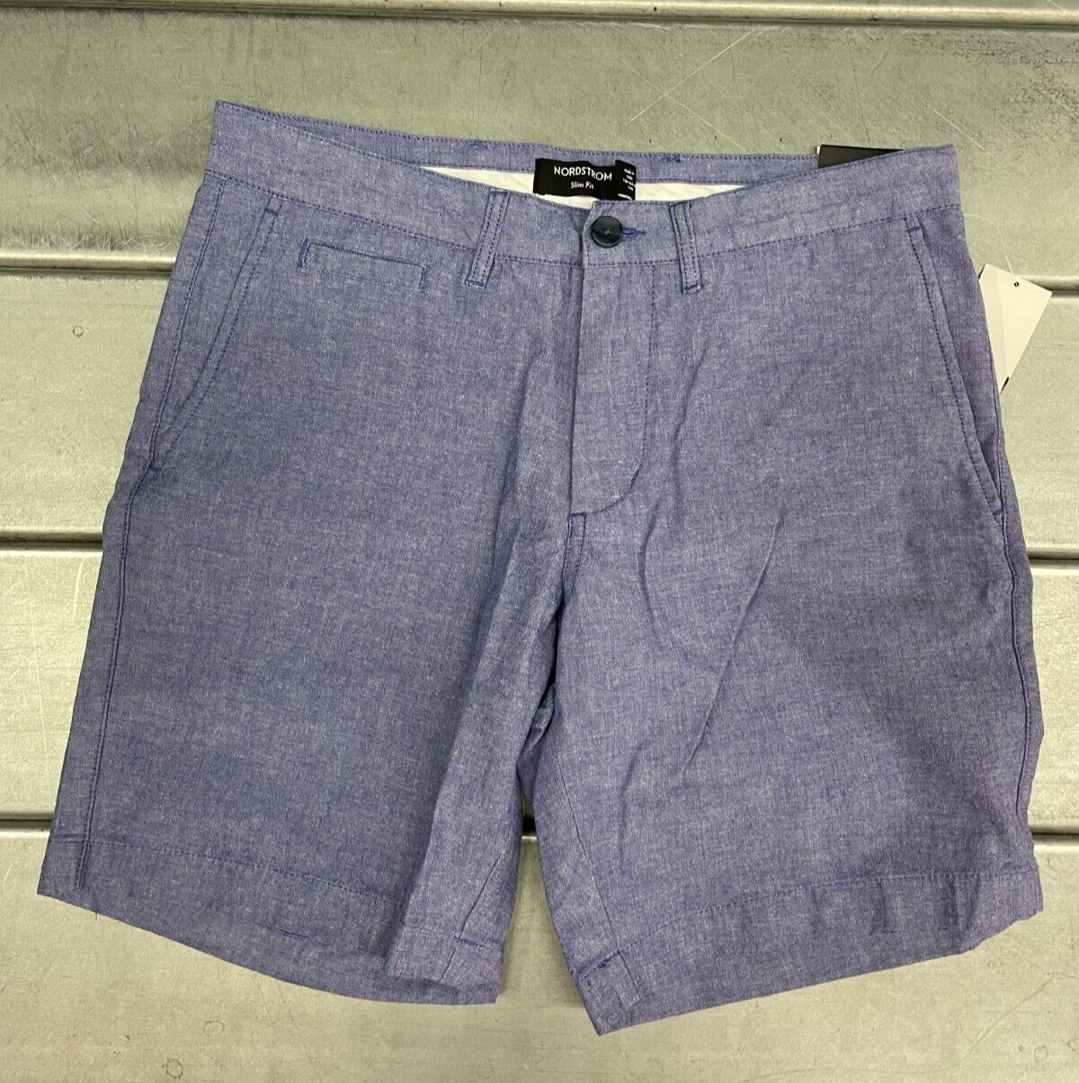 Nordstrom Bermuda Shorts Mens Size 30 Blue Clematis White Slim Fit Stretch NWT