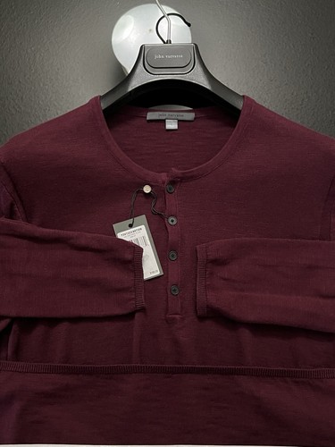 John Varvatos Collection Luxury Mens Henley - Dark Plum - $188 NWT - Picture 7 of 13