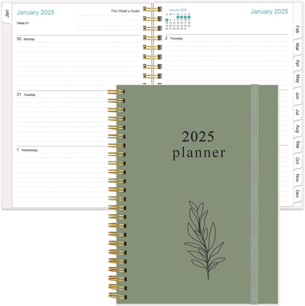 Planner 2025 - A5 Weekly & Monthly Planner Spiral Bound, January 2025 - December-image
