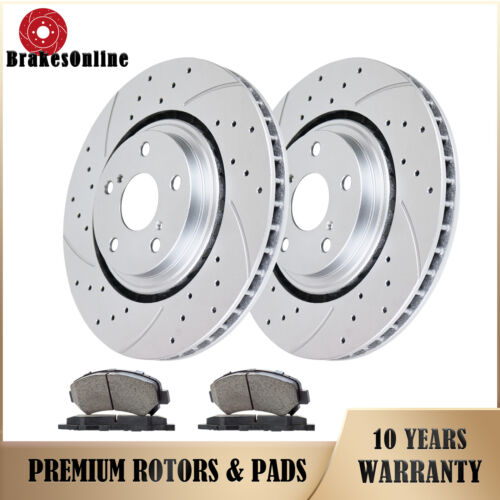 328mm Front Disc Rotors Pads Fit for Toyota Sienna 2011-2020 Slotted Brakes - Picture 1 of 7