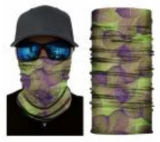 Neck Gaiter Face Mask Fishing Sun Headwear Protection Purple Green Leaves Camo