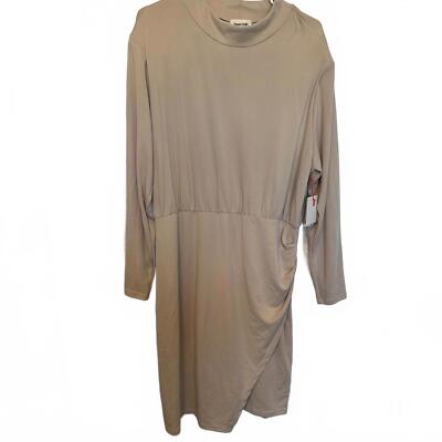 Open Edit Long Sleeve Dress in Tan Grey - XXL