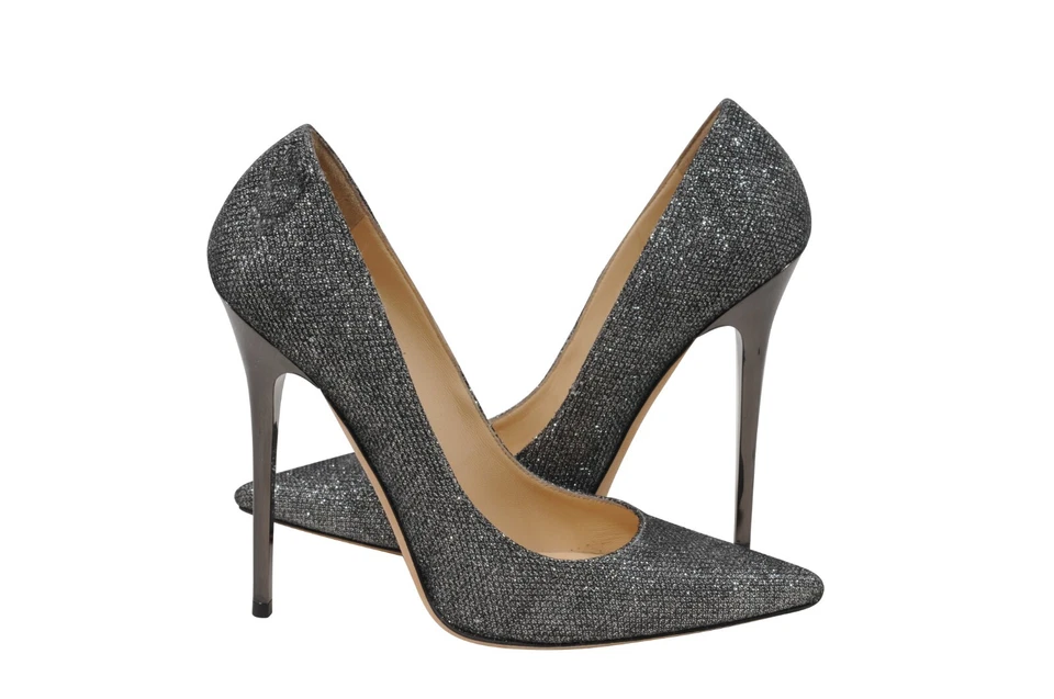 Jimmy Choo  Romy Pumps Size US8 38 Grey Silver Glitter 120mm Pointed Toe Heels - Image 4 of 4