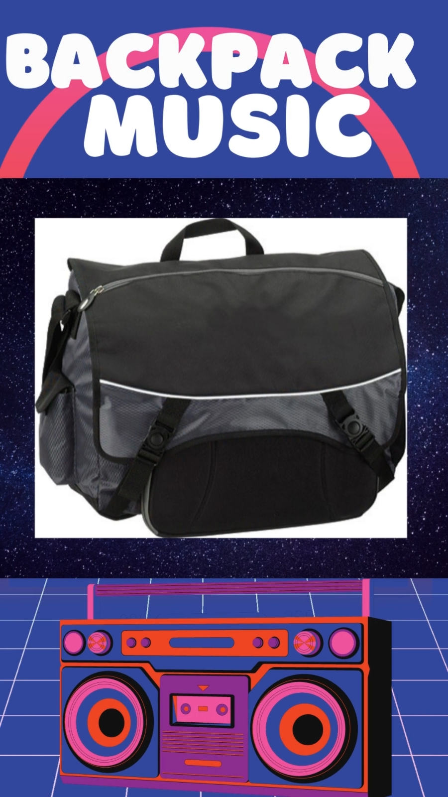 GTech Black Music Laptop Messenger School Bag Travel canvas Business