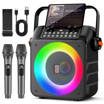JYX Bluetooth Speaker w/Wireless Microphone +Strap Karaoke