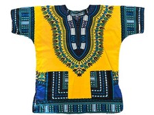1970s Style African Dashiki Tunic Shirt w Pockets Made In India Free Size Cotton