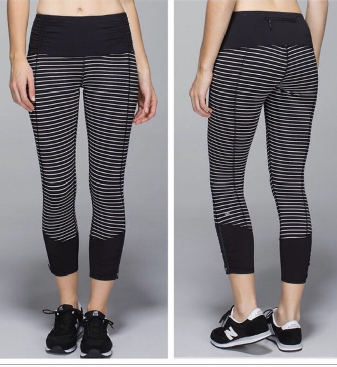 black and white striped lululemon leggings