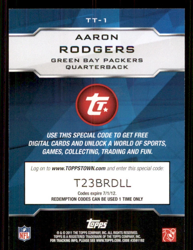 2011 Topps Topps Town #TT1 Aaron Rodgers - Image 2 of 2