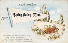 "Best Wishes" from Spring Valley Minnesota~Vintage Auto~"Straight Street"~1912