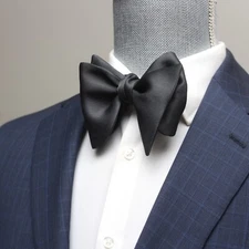 NWT Men's Self-tied Bow Tie Dark Grey Silk Bowtie Big Butterfly S621