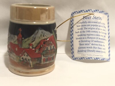 D.N. & E. I. -Colorful 3-D Houses/Flowers-Mini Collector Beer Stein/Tankard/Mug