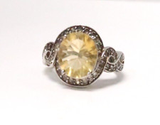 GORGEOUS STERLING SILVER CZ  CITRINE RING size 7