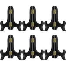 6 Pack 4 Inch Wooden Easel Plate Holder Folding Display Stand for Picture Frame