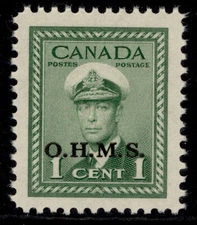 CANADA GVI SG O162, 1c green, NH MINT.
