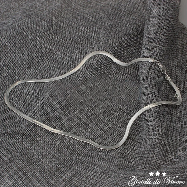 girocollo brillante Collana Bellissima Argento bianchi uomo unisex donna fh - Immagine 3 di 4