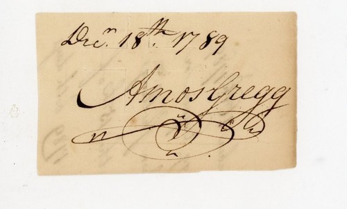 1789 Colonial PA Manuscript Document Fragment Signed AMOS GREGG Supreme Council