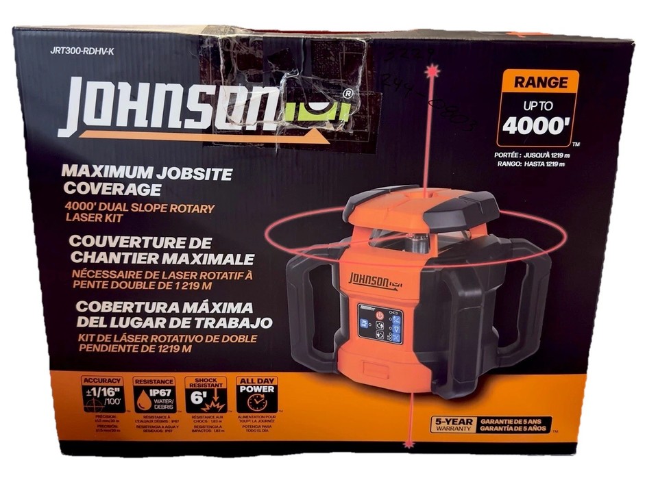 Johnson Level Red Dual Slope Rotary Laser Kit - JRT300-RDHV-K | eBay