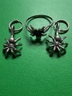 Vintage 925 Sterling Silver Spider Ring & Matching Spider Hoop Earrings Gothic