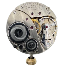 Vintage 16s 1949 Elgin 17 Jewel Mechanical Pocket Watch Movement 574 USA