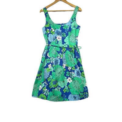 Pappagallo Sleeveless Summer Floral Dress 6 Lined Multicolor Pockets Tie Waist