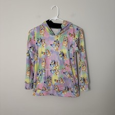 Girls Size 10-12 Lightweight Hoodie Top Bluey Colorful Spring EUC D6