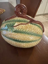 Vintage MOTTAHEDEH Italy Majolica Covered Ceramic Melon Squash Tureen