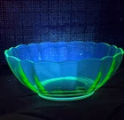 Vintage Uranium Depression Glass  Scalloped Edge Small Bowl - 6" EUC