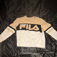 FILA men  s Crewneck Colorblock Logo Fleece Cotton Pullover Sweatshirt M