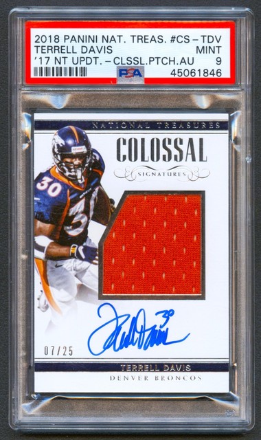 Terrell Davis 2017 National Treasures Colossal Jersey Auto /25 PSA 9 Game-Used