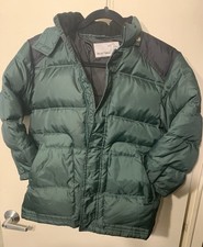 Puffer Jacket Boy  s 8-10 Yr Dark Green Removable Hood Down Feathers Thick Warm