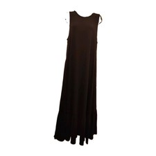 A New Day Cotton Blend Size L Maxi Dress With Pockets Trimmed Collar Ruffle Hem