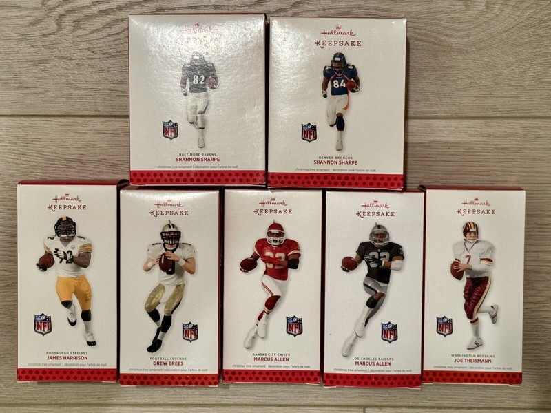 2013 Hallmark Lot of 7 NFL Steelers, Redskins, KC Chiefs Christmas Ornaments