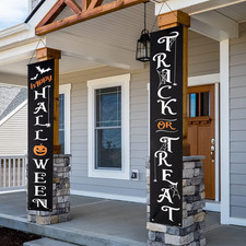 Halloween Decorative Hanging Banner - Trick or Treat Welcome Sign for Front Door