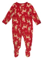 Carters Infant  Toddler Girls Red Fleece Deer Sleeper Holiday Pajamas 18 Months