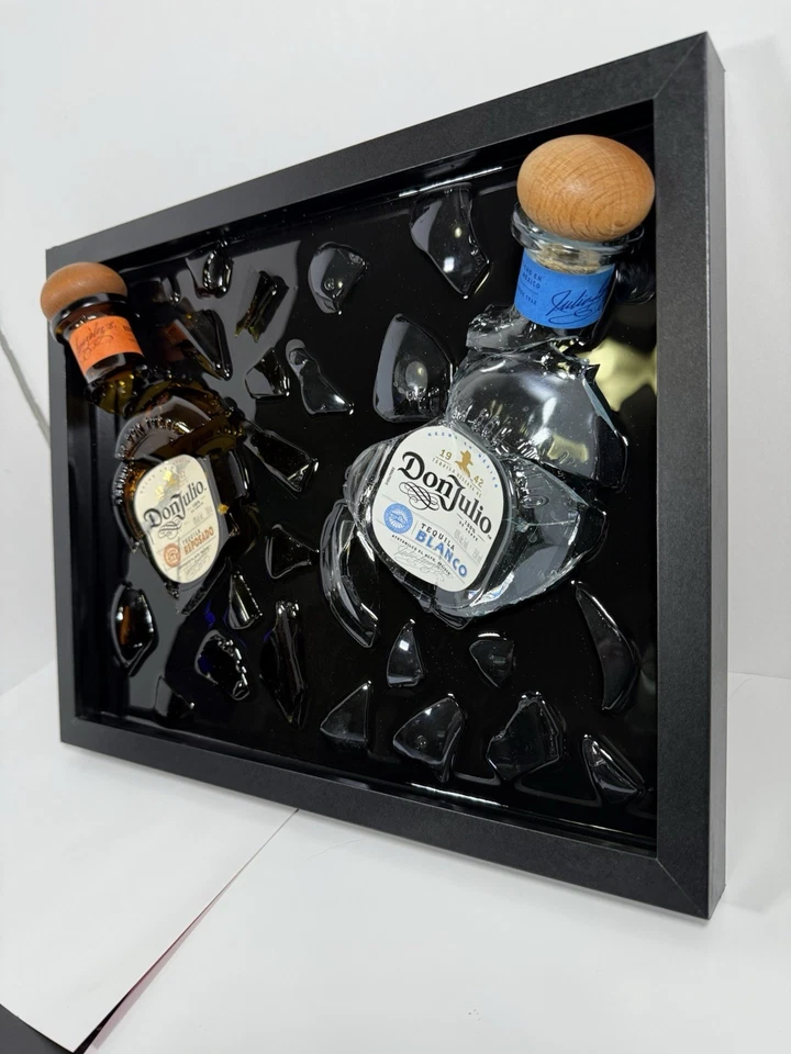 Don Julio Tequila Bottle Wall Art – Broken Glass Epoxy Frame – Unique Bar Decor  - Image 2 of 4