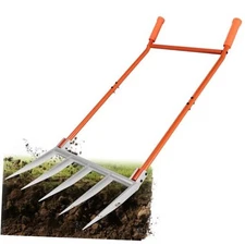 5-Tine Broadfork, 50" Broad Fork Garden Tool Heavy Duty Digging Pitch Fork 