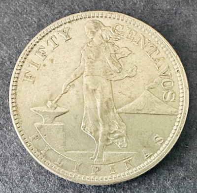 1920 Philippines High Grade 50 Centavos Silver Coin w/ Luster