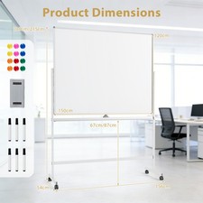 Image of 150 x 120cm Double-Sided Magnetic Mobile Whiteboard 360° Reversible