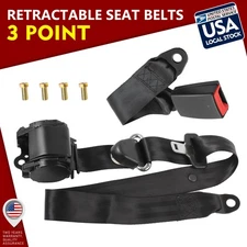 Retractable 3 Point Safety Seat Belt Straps Car Auto Vehicle Adjustable Belt Kit
