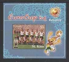 SAINT KITTS 2004 EURO CUP SOUVENIR SHEET. MINT NEVER HINGED